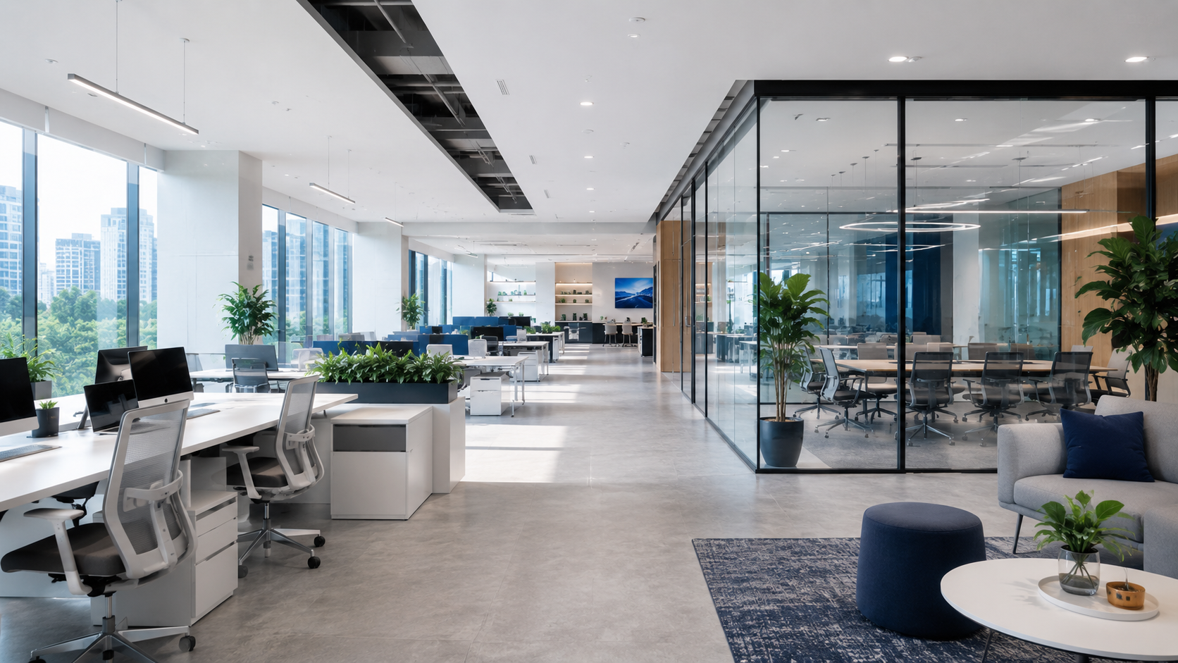 Modern office environment supporting HRIS management and workplace efficiency